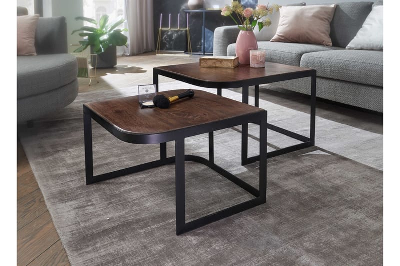 Satsbord Clanton 60 cm - Teak/Svart - Satsbord - Soffbord