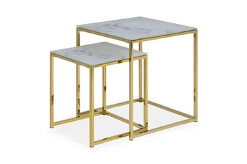 Epiffer Satsbord 45 cm Marmormönster 2 Bord - Grå/Mässing - Möbler - Bord & matgrupp - Avlastningsbord & sidobord - Satsbord