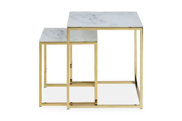 Epiffer Satsbord 45 cm Marmormönster 2 Bord - Grå/Mässing - Möbler - Bord & matgrupp - Avlastningsbord & sidobord - Satsbord