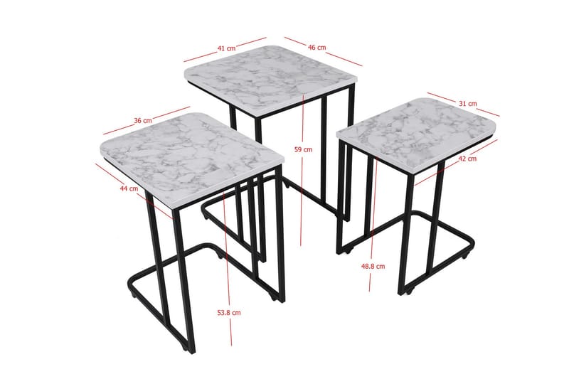 Satsbord Nagako Vit/Svart - Hanah Home - Möbler - Bord & matgrupp - Avlastningsbord & sidobord - Satsbord