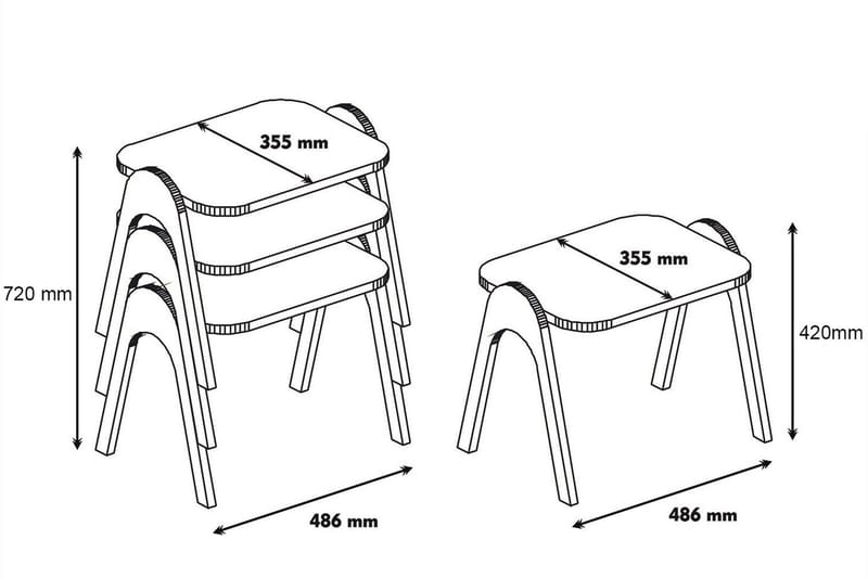 Satsbord Amtorp 49 cm 3 Bord - Brun - Soffbord - Satsbord