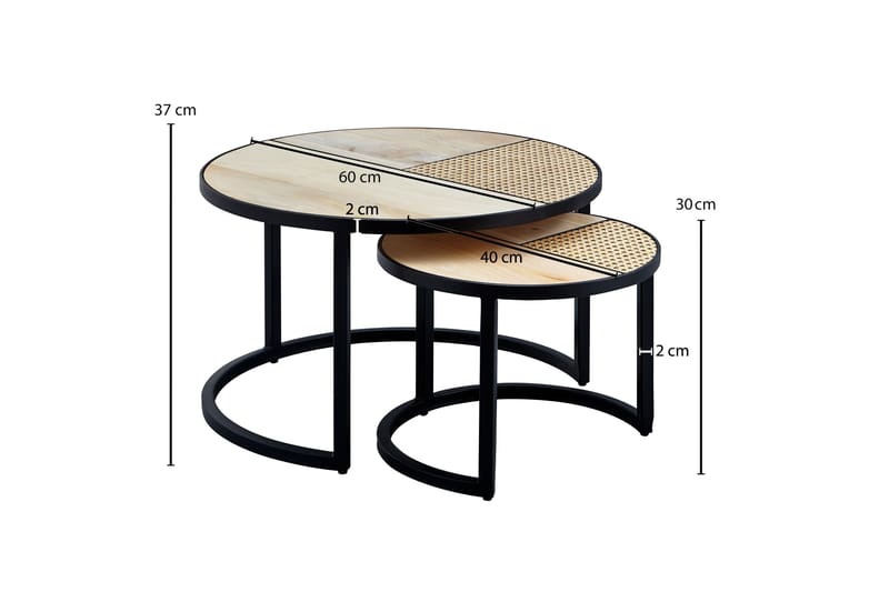 Satsbord Clanton 60 cm Runt - Brun/Svart - Möbler - Bord & matgrupp - Avlastningsbord & sidobord - Satsbord