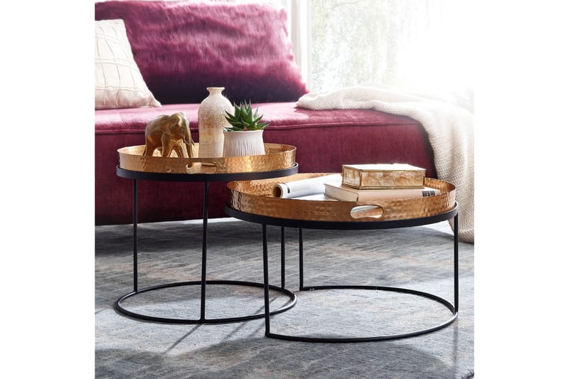 Satsbord Rachid 46 cm Rund - Guld - Möbler - Bord & matgrupp - Avlastningsbord & sidobord - Satsbord