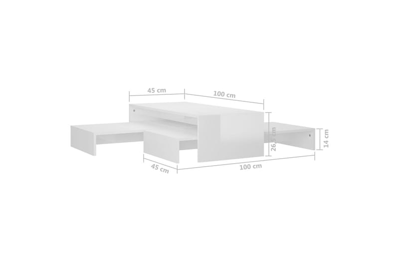 Satsbord vit högglans 100x100x26,5 cm - Vit - Satsbord - Soffbord