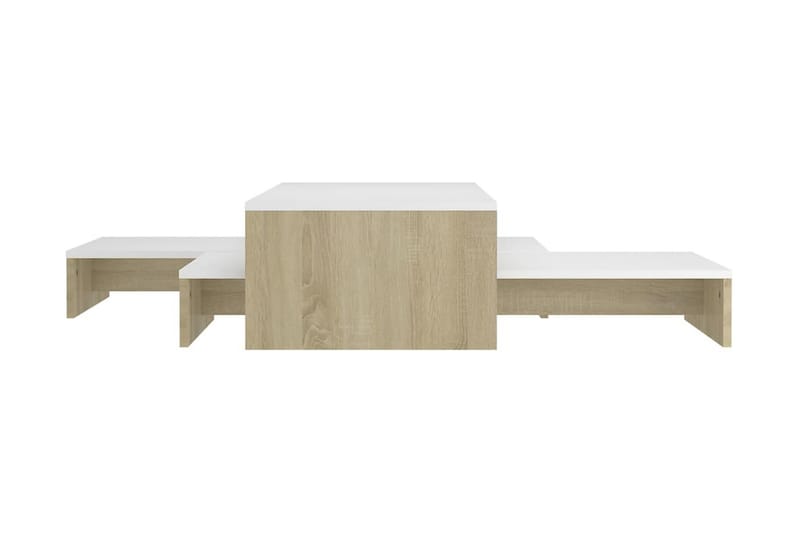 Satsbord vit och sonoma-ek 100x100x26,5 cm spånskiva - Vit - Satsbord - Soffbord