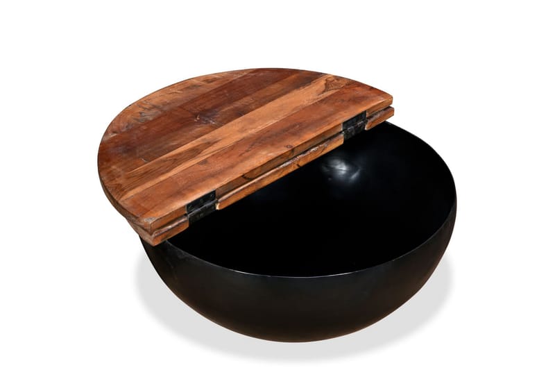 Soffbord set 2 st massivt återvunnet trä svart skålformad - Svart - Soffbord - Satsbord