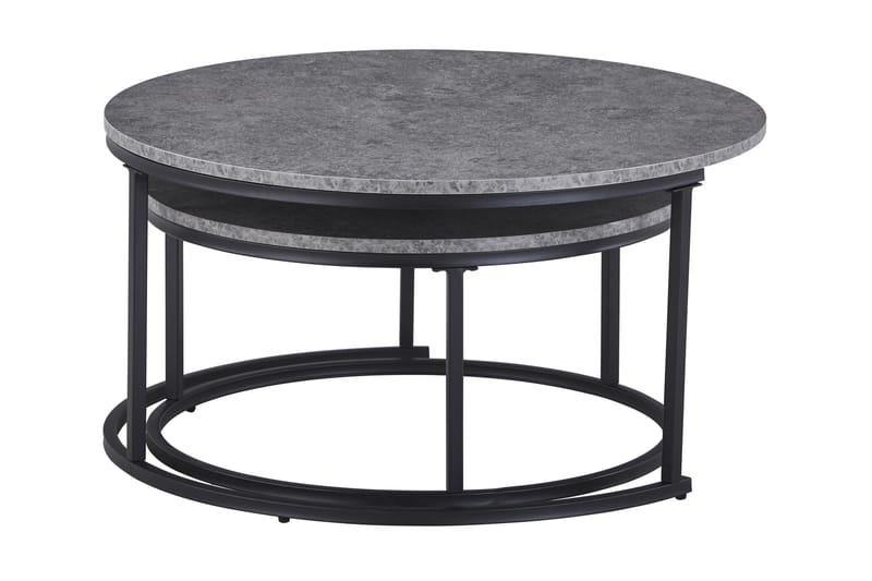 Satsbord Thyra 90 cm Runt 2 Bord - Grå/Svart - Satsbord - Soffbord