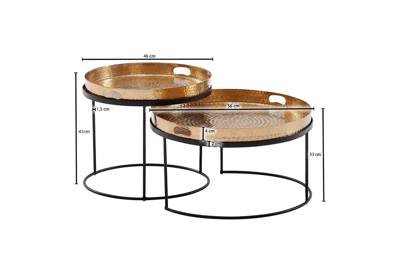 Wilhem 46 cm Runt Soffbord i Metall med Hamrad Bricka - Mässingsguld - Möbler - Bord & matgrupp - Avlastningsbord & sidobord - Satsbord