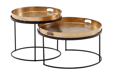 Wilhem 46 cm Runt Soffbord i Metall med Hamrad Bricka - Mässingsguld - Möbler - Bord & matgrupp - Avlastningsbord & sidobord - Satsbord