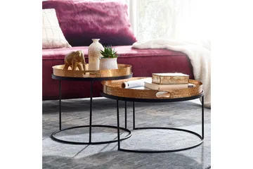 Wilhem 46 cm Runt Soffbord i Metall med Hamrad Bricka - Mässingsguld - Möbler - Bord & matgrupp - Avlastningsbord & sidobord - Satsbord
