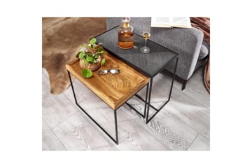 Satsbord Wohnling Set med 2 i massivt trä brickstil stenoptik industriell - Möbler - Bord & matgrupp - Avlastningsbord & sidobord - Satsbord