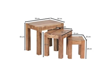 Satsbord Wohnling Set med 3 massivt trä, 4-benta bord, lantlig stil Akacia - Akacia - Möbler - Bord & matgrupp - Avlastningsbord & sidobord - Satsbord