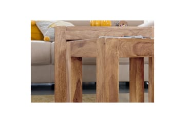 Satsbord Wohnling Set med 3 massivt trä, 4-benta bord, lantlig stil Akacia - Akacia - Möbler - Bord & matgrupp - Avlastningsbord & sidobord - Satsbord