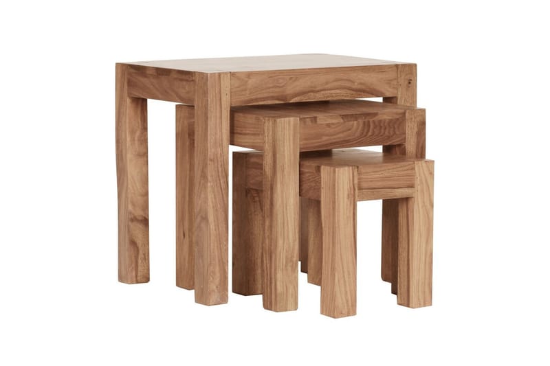 Satsbord Wohnling Set med 3 massivt trä, 4-benta bord, lantlig stil Akacia - Akacia - Möbler - Bord & matgrupp - Avlastningsbord & sidobord - Satsbord