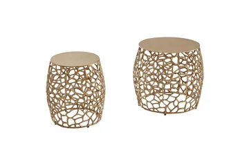 Satsbord Wohnling Set om 2 aluminiumgjutna, runda, handgjorda, modern loftstil Guld - Guld - Möbler - Bord & matgrupp - Avlastningsbord & sidobord - Satsbord