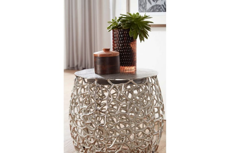 Satsbord Wohnling Set om 2 aluminiumgjutna, runda, handgjorda, modern loftstil Silver - Silver - Möbler - Bord & matgrupp - Avlastningsbord & sidobord - Satsbord