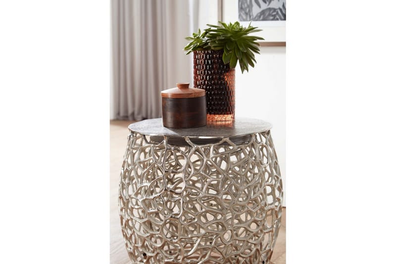 Satsbord Wohnling Set om 2 aluminiumgjutna, runda, handgjorda, modern loftstil Silver - Silver - Möbler - Bord & matgrupp - Avlastningsbord & sidobord - Satsbord