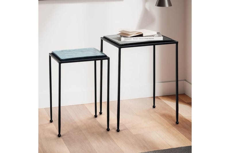 Satsbord Wohnling Set om 2 fyrkantigt glas tunna metallben modern - Möbler - Bord & matgrupp - Avlastningsbord & sidobord - Satsbord