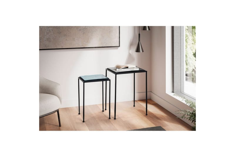 Satsbord Wohnling Set om 2 fyrkantigt glas tunna metallben modern - Möbler - Bord & matgrupp - Avlastningsbord & sidobord - Satsbord