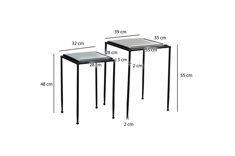 Satsbord Wohnling Set om 2 fyrkantigt glas tunna metallben modern - Möbler - Bord & matgrupp - Avlastningsbord & sidobord - Satsbord