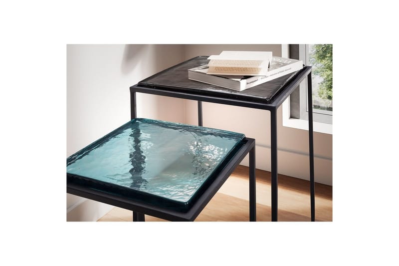 Satsbord Wohnling Set om 2 fyrkantigt glas tunna metallben modern - Möbler - Bord & matgrupp - Avlastningsbord & sidobord - Satsbord