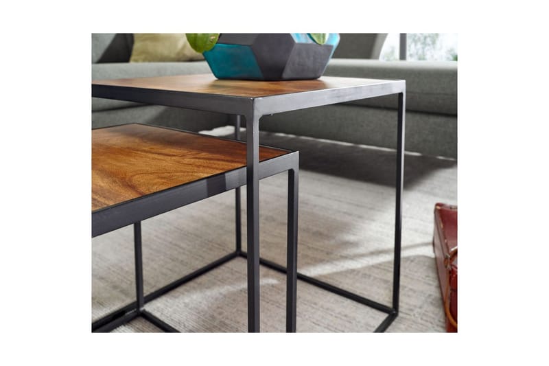 Satsbord Wohnling Set om 2 massivt trä med metallben modern - Möbler - Bord & matgrupp - Avlastningsbord & sidobord - Satsbord