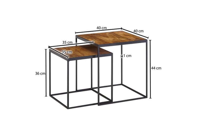 Satsbord Wohnling Set om 2 massivt trä med metallben modern - Möbler - Bord & matgrupp - Avlastningsbord & sidobord - Lampbord & sidobord