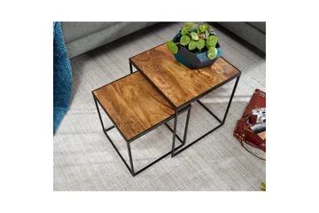 Satsbord Wohnling Set om 2 massivt trä med metallben modern - Möbler - Bord & matgrupp - Avlastningsbord & sidobord - Satsbord