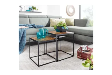 Satsbord Wohnling Set om 2 massivt trä med metallben modern - Möbler - Bord & matgrupp - Avlastningsbord & sidobord - Satsbord