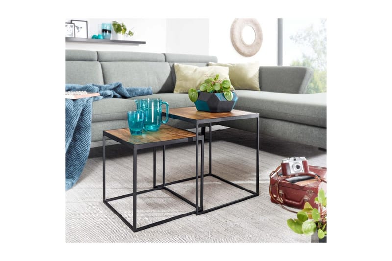 Satsbord Wohnling Set om 2 massivt trä med metallben modern - Möbler - Bord & matgrupp - Avlastningsbord & sidobord - Satsbord