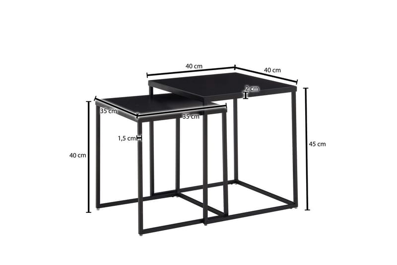 Satsbord Wohnling Set om 2 metall pulverlackerad med metallben modern - Möbler - Bord & matgrupp - Avlastningsbord & sidobord - Satsbord