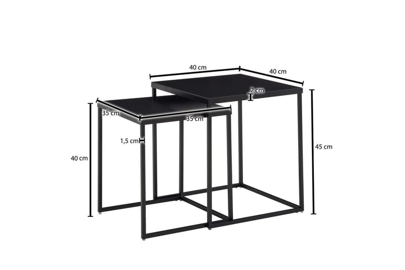 Satsbord Wohnling Set om 2 metall pulverlackerad med metallben modern - Möbler - Bord & matgrupp - Avlastningsbord & sidobord - Satsbord