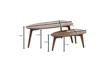 Satsbord Wohnling Set om 2 njurformad, massivt trä, träben, lantstil mörkbrun - mörkbrun - Möbler - Bord & matgrupp - Avlastningsbord & sidobord - Satsbord