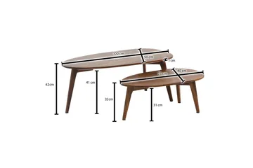 Satsbord Wohnling Set om 2 njurformad, massivt trä, träben, lantstil mörkbrun - mörkbrun - Möbler - Bord & matgrupp - Avlastningsbord & sidobord - Satsbord