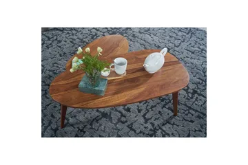 Satsbord Wohnling Set om 2 njurformad, massivt trä, träben, lantstil mörkbrun - mörkbrun - Möbler - Bord & matgrupp - Avlastningsbord & sidobord - Satsbord