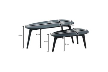 Satsbord Wohnling Set om 2 njurformad, massivt trä, träben, lantstil Svart - Svart - Möbler - Bord & matgrupp - Avlastningsbord & sidobord - Satsbord