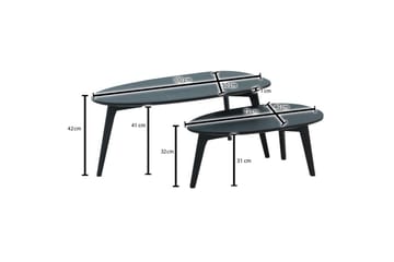 Satsbord Wohnling Set om 2 njurformad, massivt trä, träben, lantstil Svart - Svart - Möbler - Bord & matgrupp - Avlastningsbord & sidobord - Satsbord