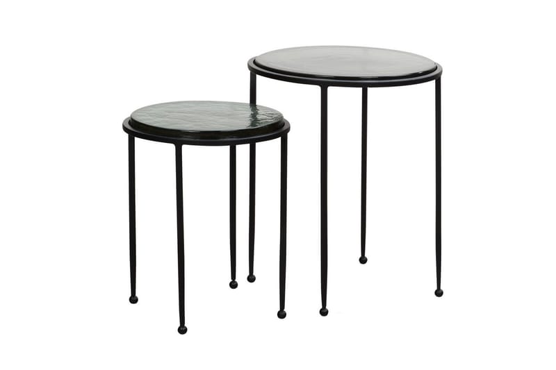 Satsbord Wohnling Set om 2 rund glas tunna metallben modern - Möbler - Bord & matgrupp - Avlastningsbord & sidobord - Lampbord & sidobord