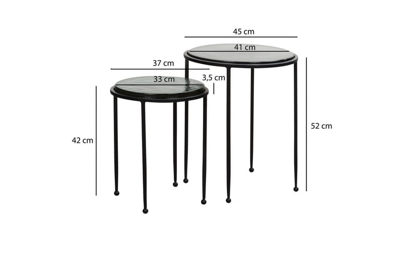 Satsbord Wohnling Set om 2 rund glas tunna metallben modern - Möbler - Bord & matgrupp - Avlastningsbord & sidobord - Lampbord & sidobord