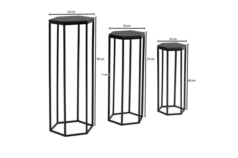 Satsbord Wohnling Set om 3 massiva träblombord Industriell - Möbler - Bord & matgrupp - Avlastningsbord & sidobord - Blombord
