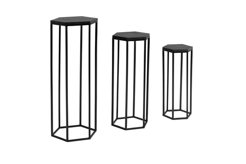 Satsbord Wohnling Set om 3 massiva träblombord Industriell