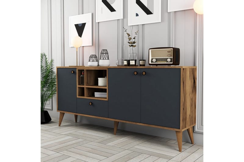 Scone Konsollbord 180 cm - Antracit/Valnöt - Möbler - Bord & matgrupp - Avlastningsbord & sidobord - Konsolbord & hallbord