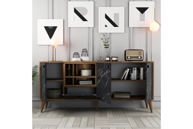 Scone Konsollbord 180 cm - Svart/Valnöt - Möbler - Bord & matgrupp - Avlastningsbord & sidobord - Konsolbord & hallbord