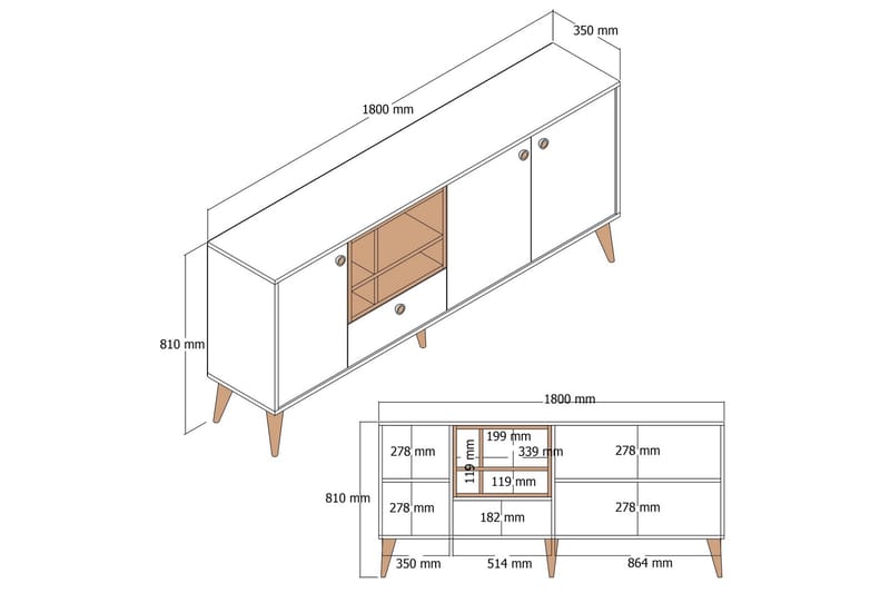 Scone Konsollbord 180 cm - Svart/Valnöt - Möbler - Bord & matgrupp - Avlastningsbord & sidobord - Konsolbord & hallbord