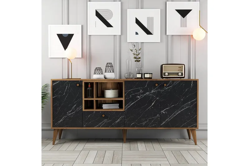 Scone Konsollbord 180 cm - Svart/Valnöt - Möbler - Bord & matgrupp - Avlastningsbord & sidobord - Konsolbord & hallbord