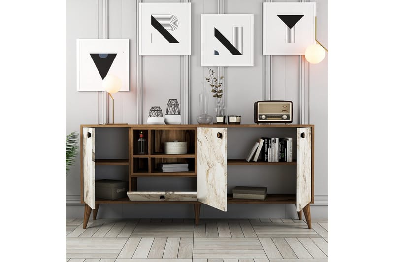 Scone Konsollbord 180 cm - Vit marmor/Valnöt - Möbler - Bord & matgrupp - Avlastningsbord & sidobord - Konsolbord & hallbord