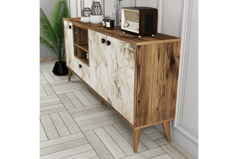 Scone Konsollbord 180 cm - Vit marmor/Valnöt - Möbler - Bord & matgrupp - Avlastningsbord & sidobord - Konsolbord & hallbord