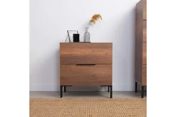Serene Sängbord 55 cm med Trä- och Valnötsutseende, Förvaring med Lådor - Valnötsbrun - Möbler - Bord & matgrupp - Avlastningsbord & sidobord - Sängbord & nattduksbord