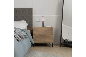 Serene Sängbord 55 cm med Trä- och Valnötsutseende, Förvaring med Lådor - Valnötsbrun - Möbler - Bord & matgrupp - Avlastningsbord & sidobord - Sängbord & nattduksbord