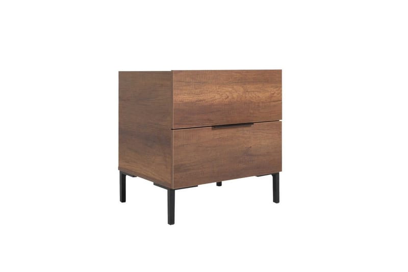 Serene Sängbord 55 cm med Trä- och Valnötsutseende, Förvaring med Lådor - Valnötsbrun - Möbler - Bord & matgrupp - Avlastningsbord & sidobord - Sängbord & nattduksbord